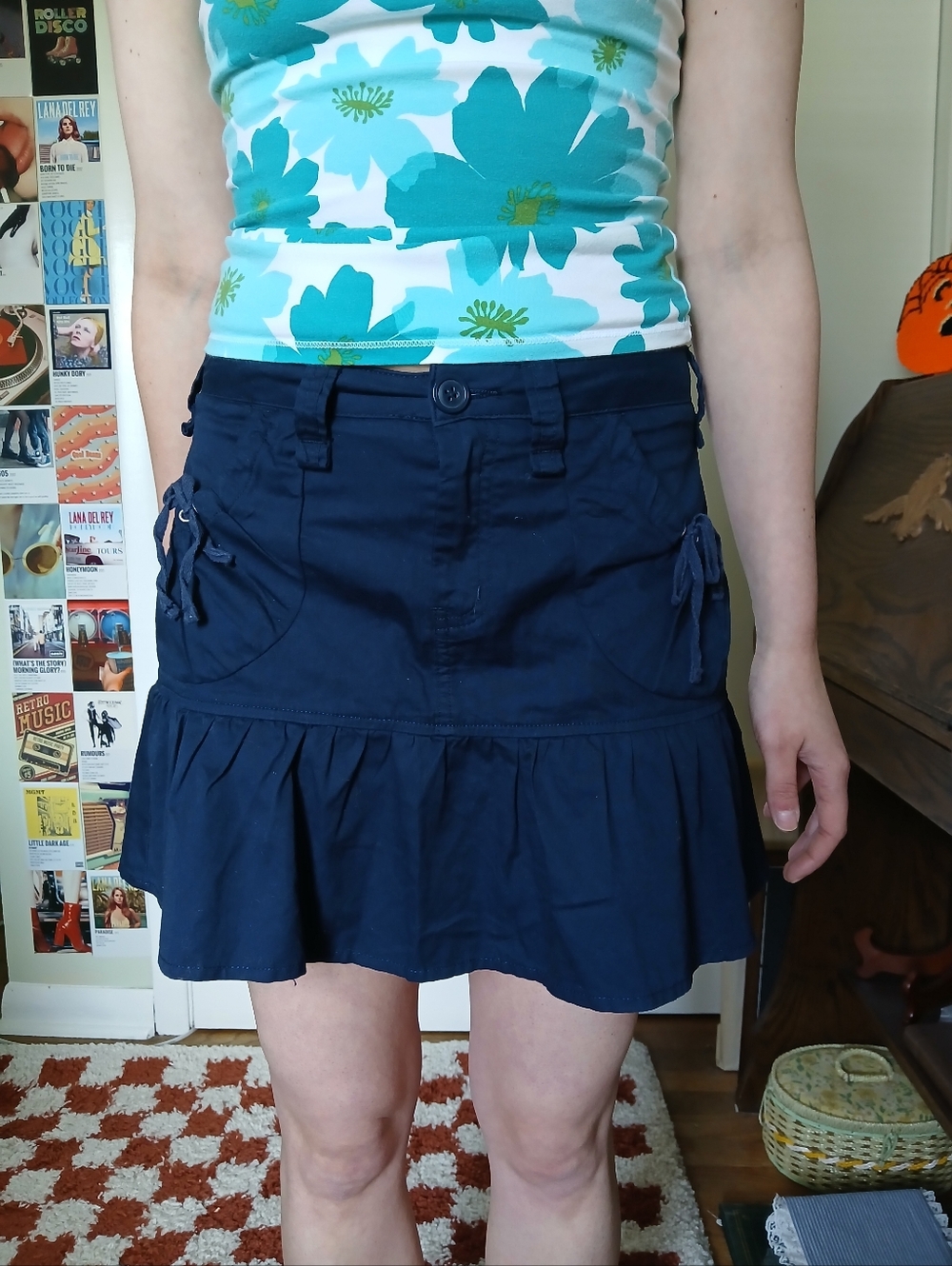 Deadstock Limited Too Y2K Ruffled Navy Blue Cargo Mini Skort